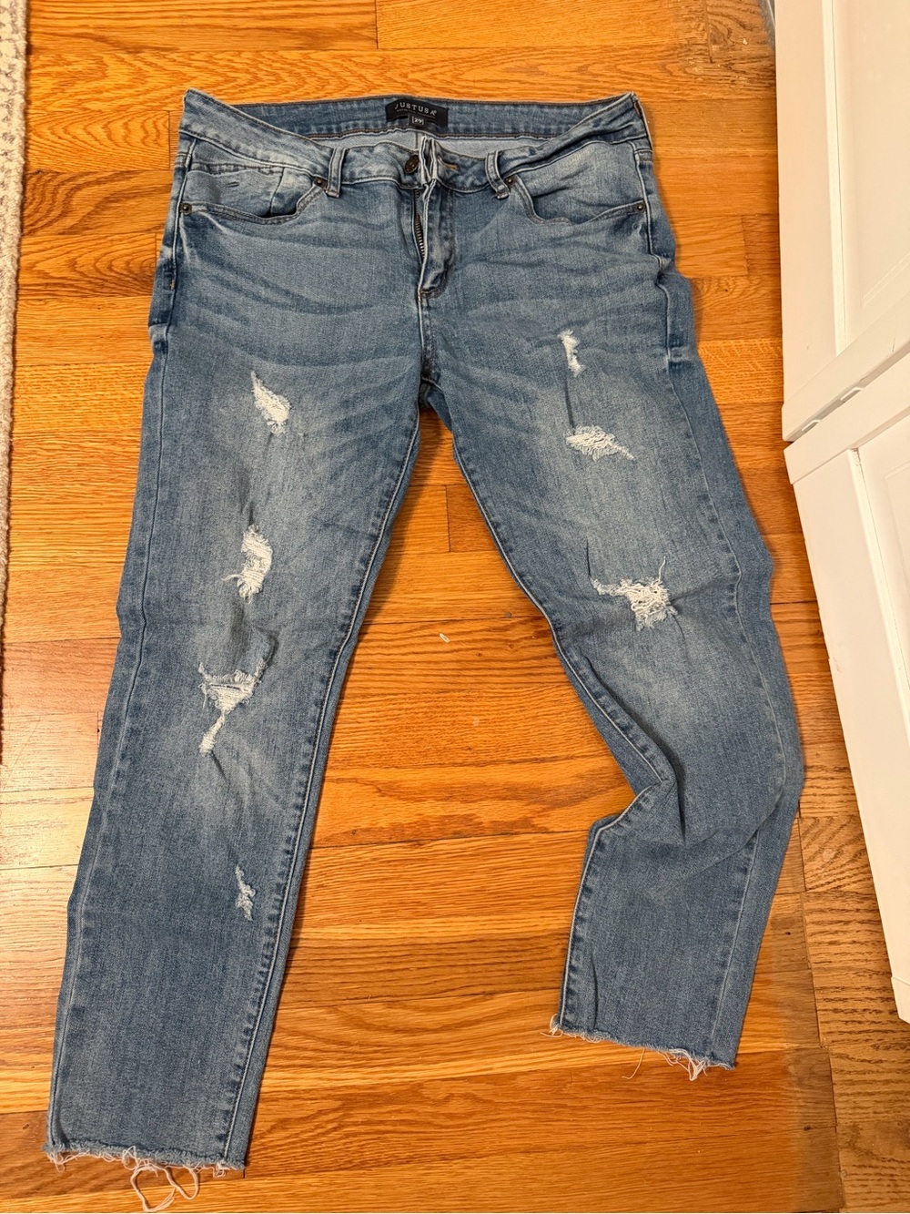 Just USA Light Blue Distressed Boyfriend Jeans